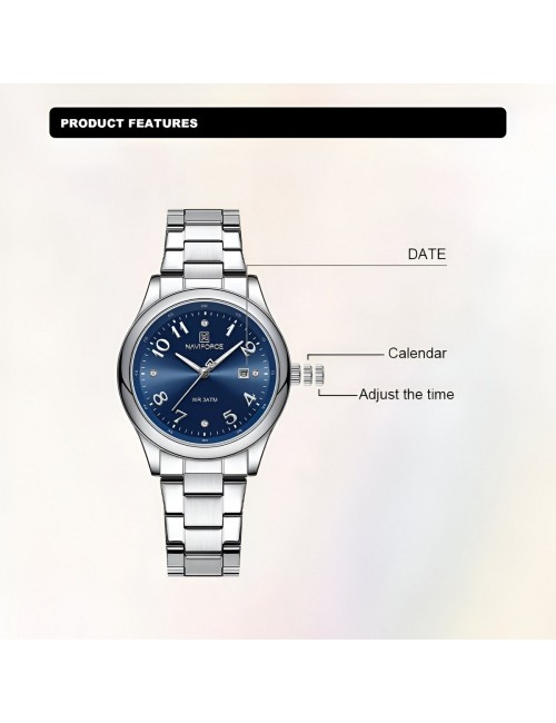 Reloj Naviforce Casual Nf5059 Mujer Acero + Estuche