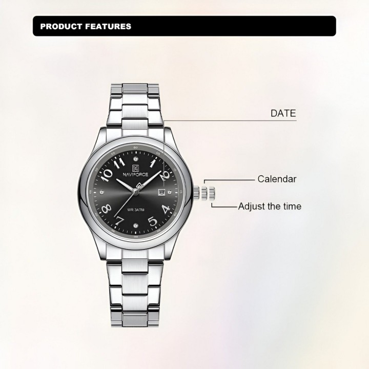 Reloj Naviforce Casual Nf5059 Mujer Acero + Estuche