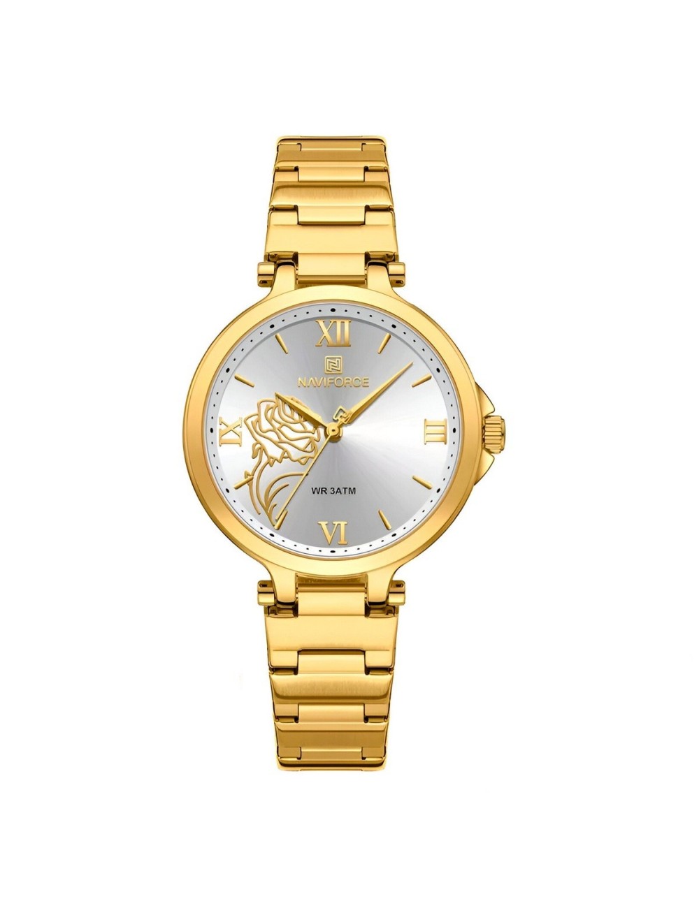 Reloj Naviforce Casual Nf5060 Mujer Flor Acero + Estuche