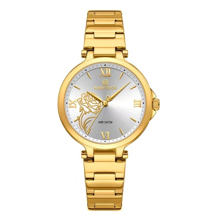 Reloj Naviforce Casual Nf5060 Mujer Flor Acero + Estuche