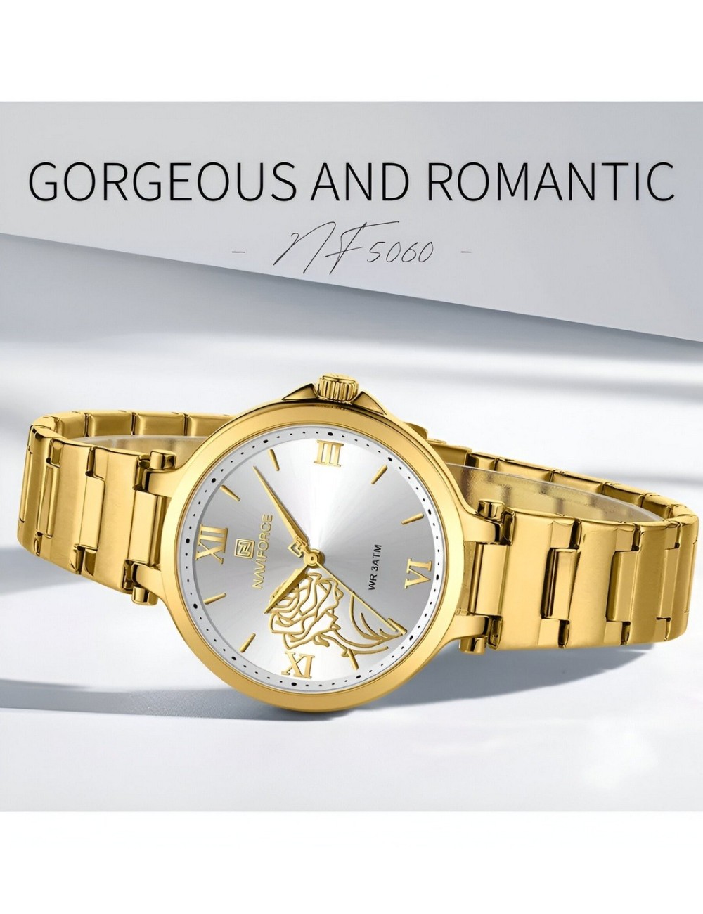 Reloj Naviforce Casual Nf5060 Mujer Flor Acero + Estuche