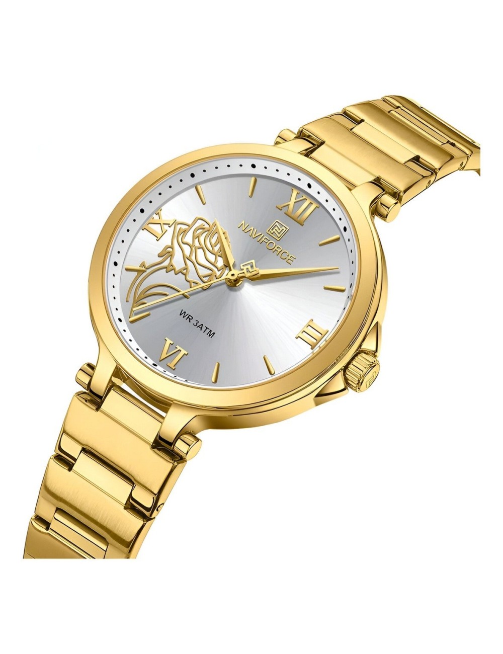 Reloj Naviforce Casual Nf5060 Mujer Flor Acero + Estuche