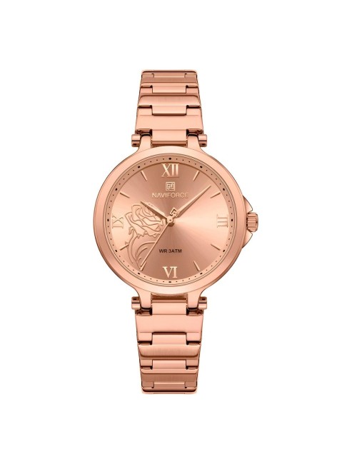 Reloj Naviforce Casual Nf5060 Mujer Flor Acero + Estuche