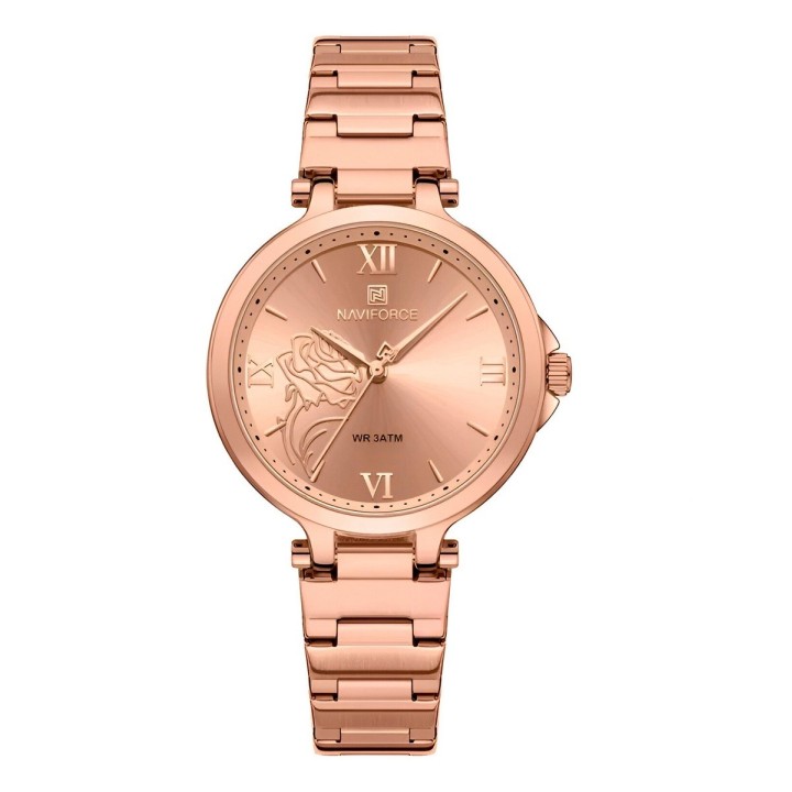 Reloj Naviforce Casual Nf5060 Mujer Flor Acero + Estuche