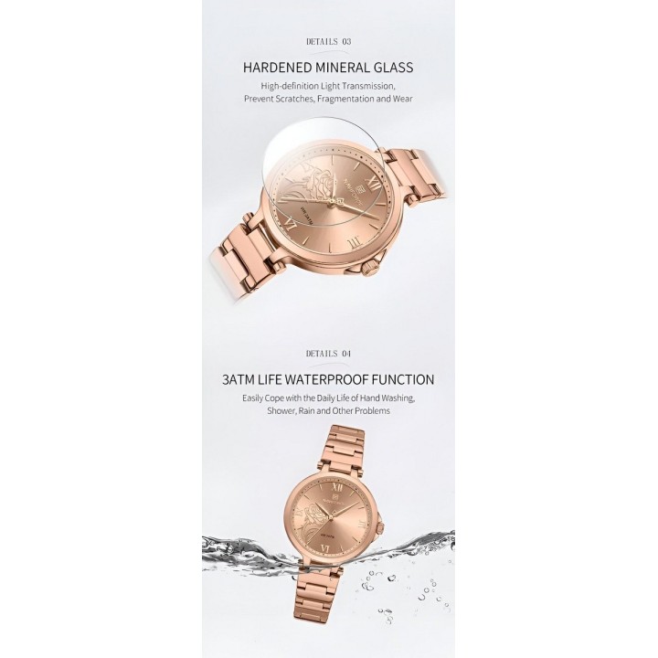Reloj Naviforce Casual Nf5060 Mujer Flor Acero + Estuche