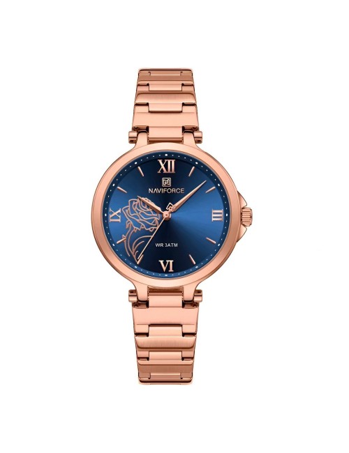 Reloj Naviforce Casual Nf5060 Mujer Flor Acero + Estuche