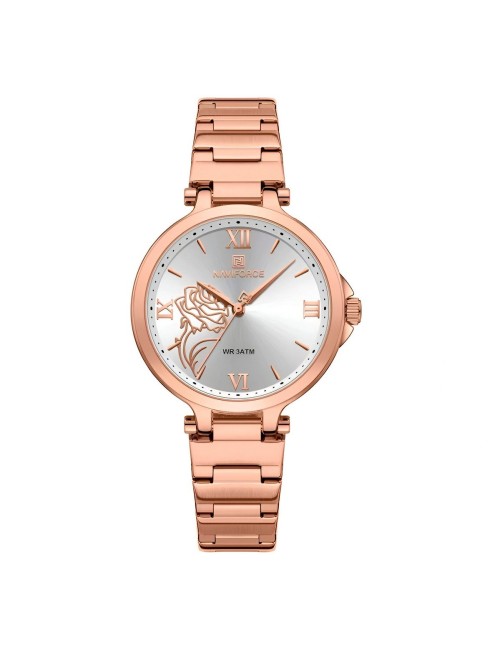 Reloj Naviforce Casual Nf5060 Mujer Flor Acero + Estuche