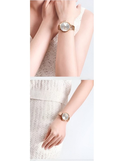 Reloj Naviforce Casual Nf5060 Mujer Flor Acero + Estuche