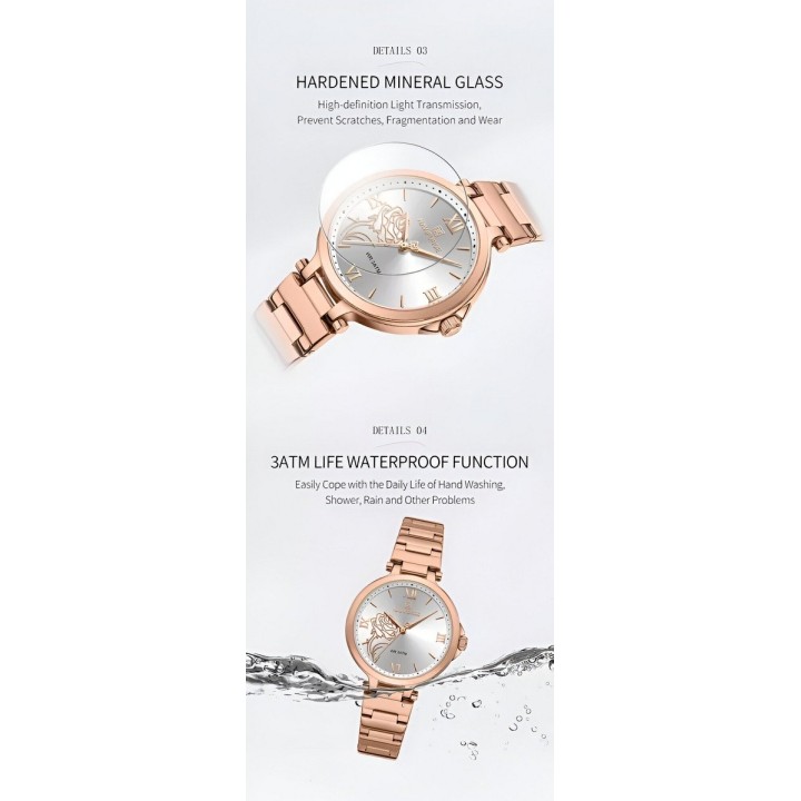 Reloj Naviforce Casual Nf5060 Mujer Flor Acero + Estuche
