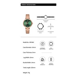 Reloj Naviforce Casual Nf5060 Mujer Flor Acero + Estuche