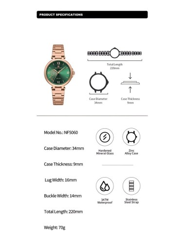 Reloj Naviforce Casual Nf5060 Mujer Flor Acero + Estuche