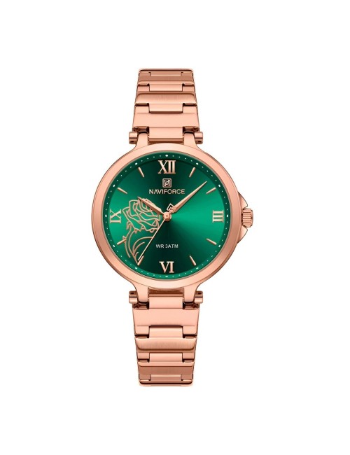 Reloj Naviforce Casual Nf5060 Mujer Flor Acero + Estuche