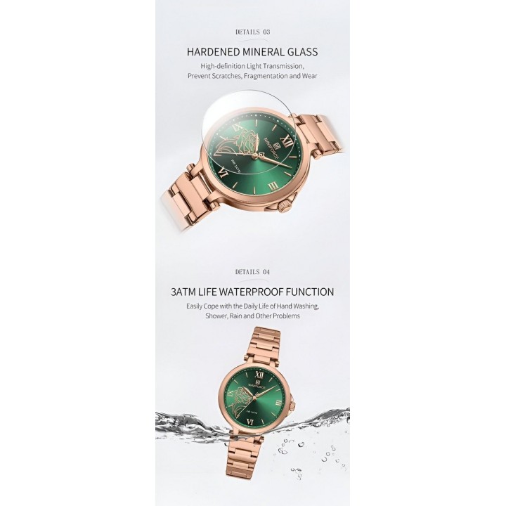 Reloj Naviforce Casual Nf5060 Mujer Flor Acero + Estuche