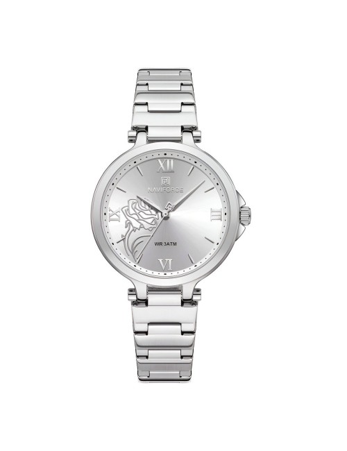 Reloj Naviforce Casual Nf5060 Mujer Flor Acero + Estuche