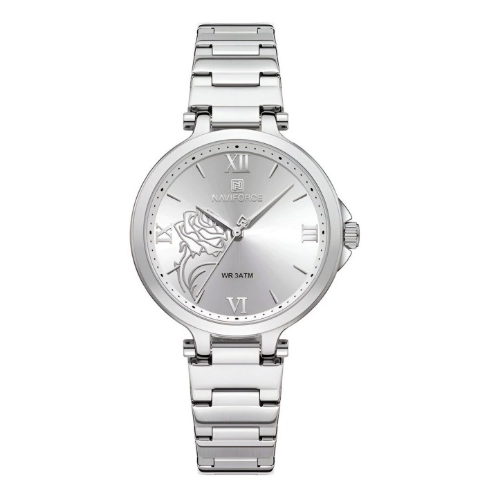 Reloj Naviforce Casual Nf5060 Mujer Flor Acero + Estuche