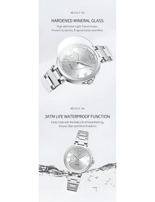 Reloj Naviforce Casual Nf5060 Mujer Flor Acero + Estuche