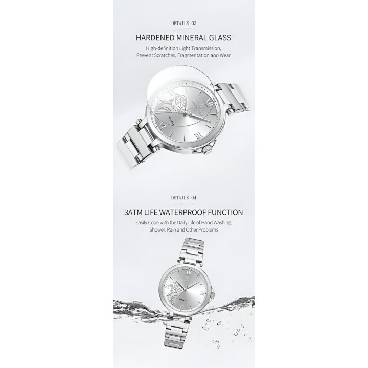 Reloj Naviforce Casual Nf5060 Mujer Flor Acero + Estuche