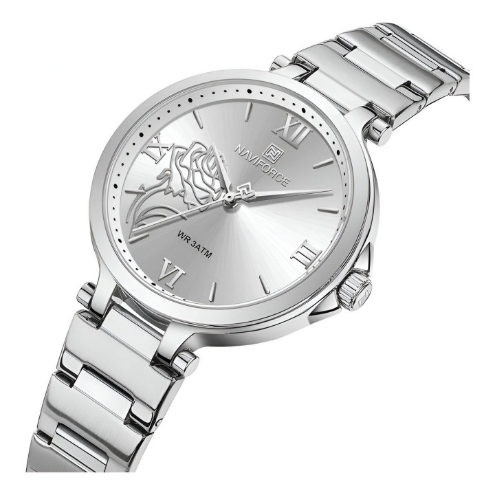 Reloj Naviforce Casual Nf5060 Mujer Flor Acero + Estuche