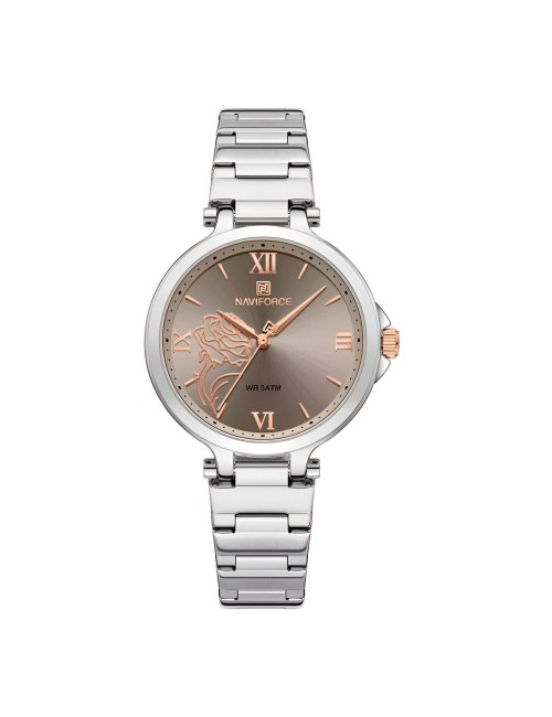 Reloj Naviforce Casual Nf5060 Mujer Flor Acero + Estuche