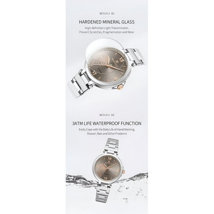 Reloj Naviforce Casual Nf5060 Mujer Flor Acero + Estuche