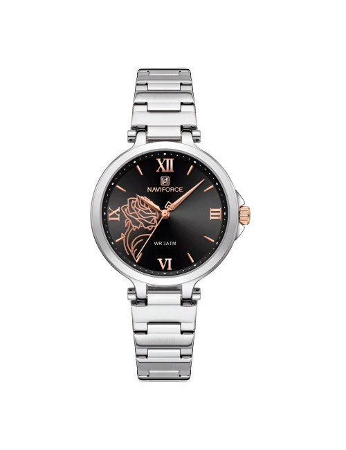 Reloj Naviforce Casual Nf5060 Mujer Flor Acero + Estuche
