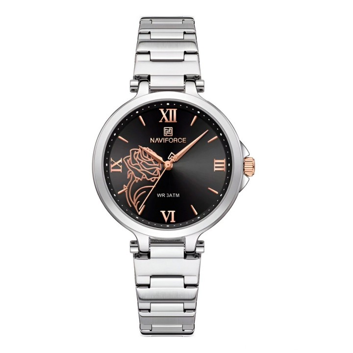 Reloj Naviforce Casual Nf5060 Mujer Flor Acero + Estuche