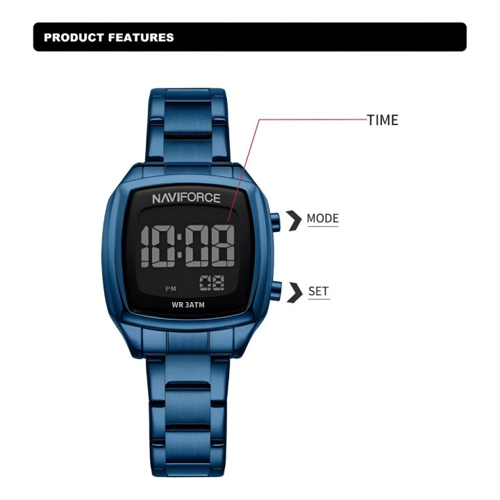 Reloj Naviforce Sport Nf5047 Mujer Digital Acero + Estuche