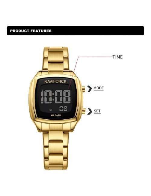 Reloj Naviforce Sport Nf5047 Mujer Digital Acero + Estuche