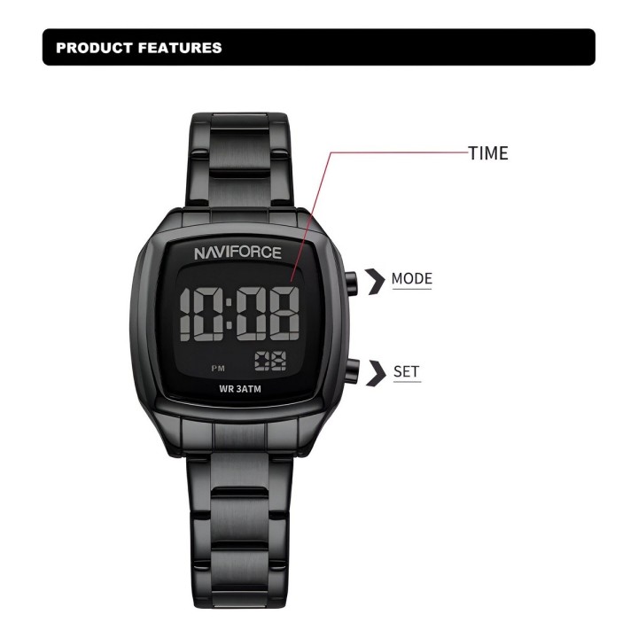 Reloj Naviforce Sport Nf5047 Mujer Digital Acero + Estuche