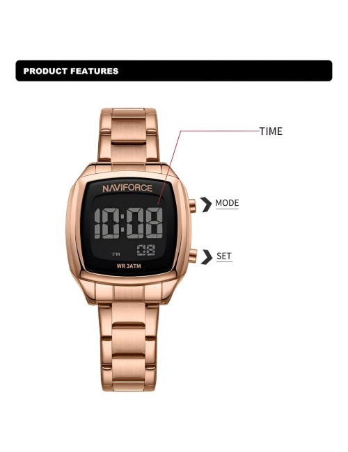 Reloj Naviforce Sport Nf5047 Mujer Digital Acero + Estuche