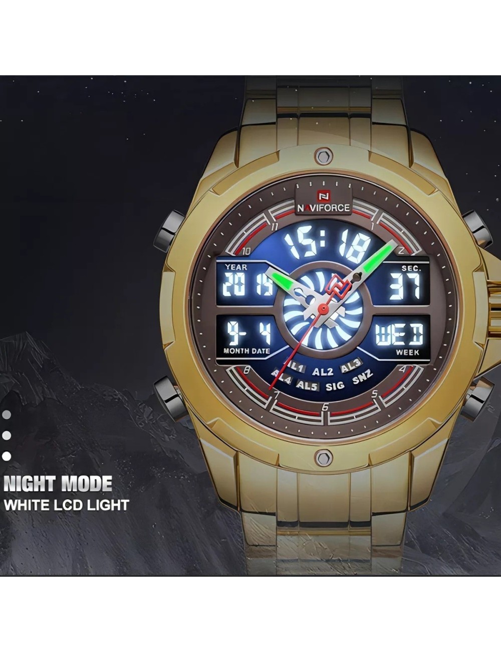 Reloj Naviforce Sport Nf9170 Hombre Digital Acero + Estuche