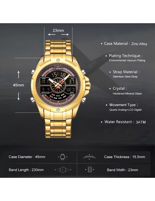 Reloj Naviforce Sport Nf9170 Hombre Digital Acero + Estuche