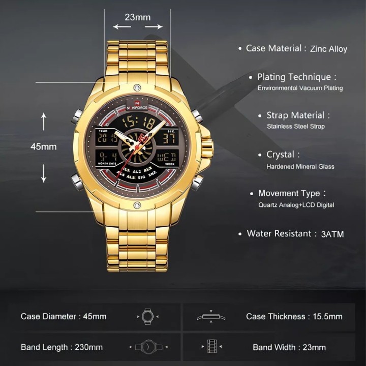 Reloj Naviforce Sport Nf9170 Hombre Digital Acero + Estuche
