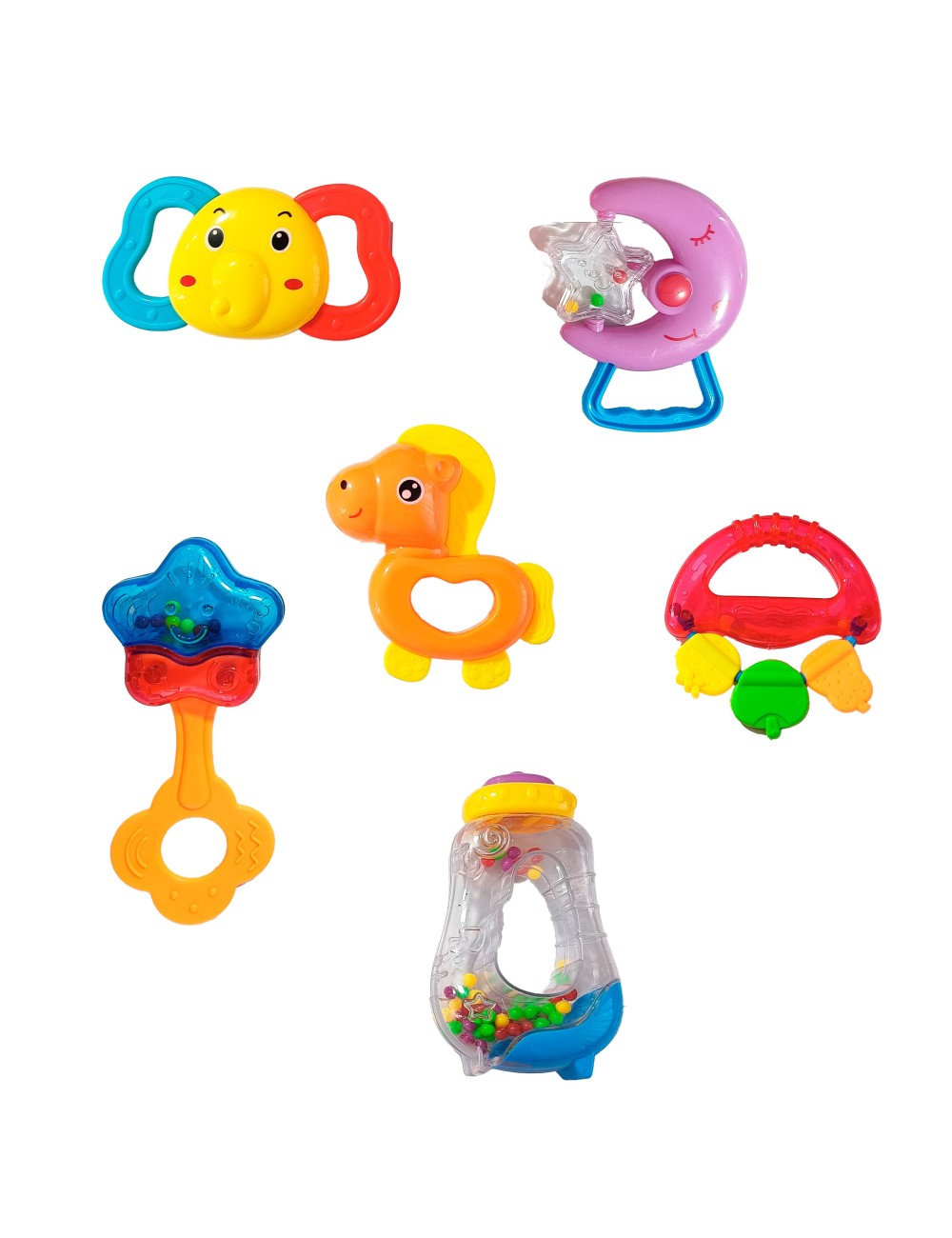 Sonajero Estimulación Temprana Bebé Juguete Mordedor X 6 Pc