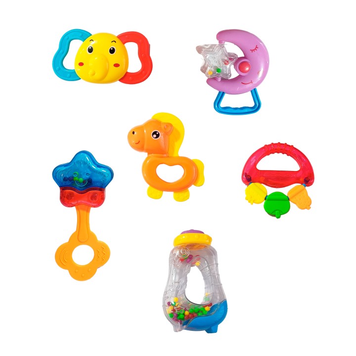 Sonajero Estimulación Temprana Bebé Juguete Mordedor X 6 Pc
