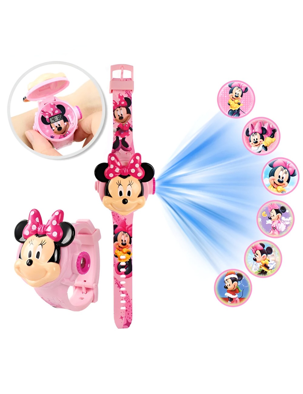 Reloj Niña Digital Proyector Figura Infantil Minnie Mouse