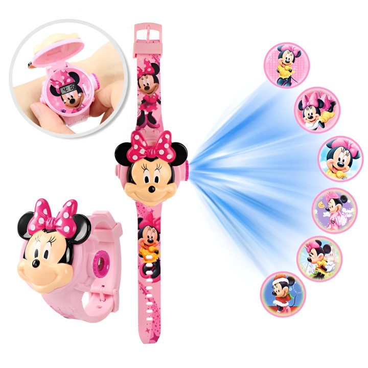 Reloj Niña Digital Proyector Figura Infantil Minnie Mouse