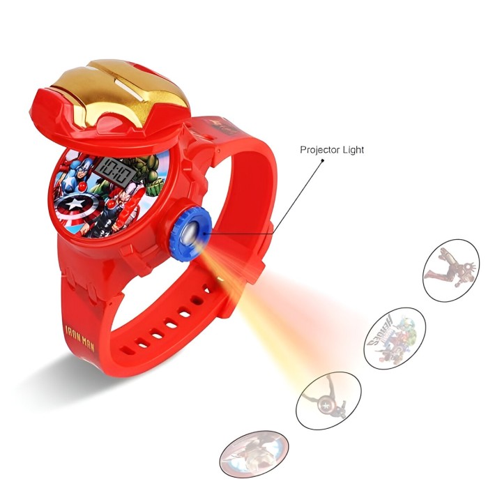 Reloj Niño Digital Proyector Figura Infantil Ironman Robot