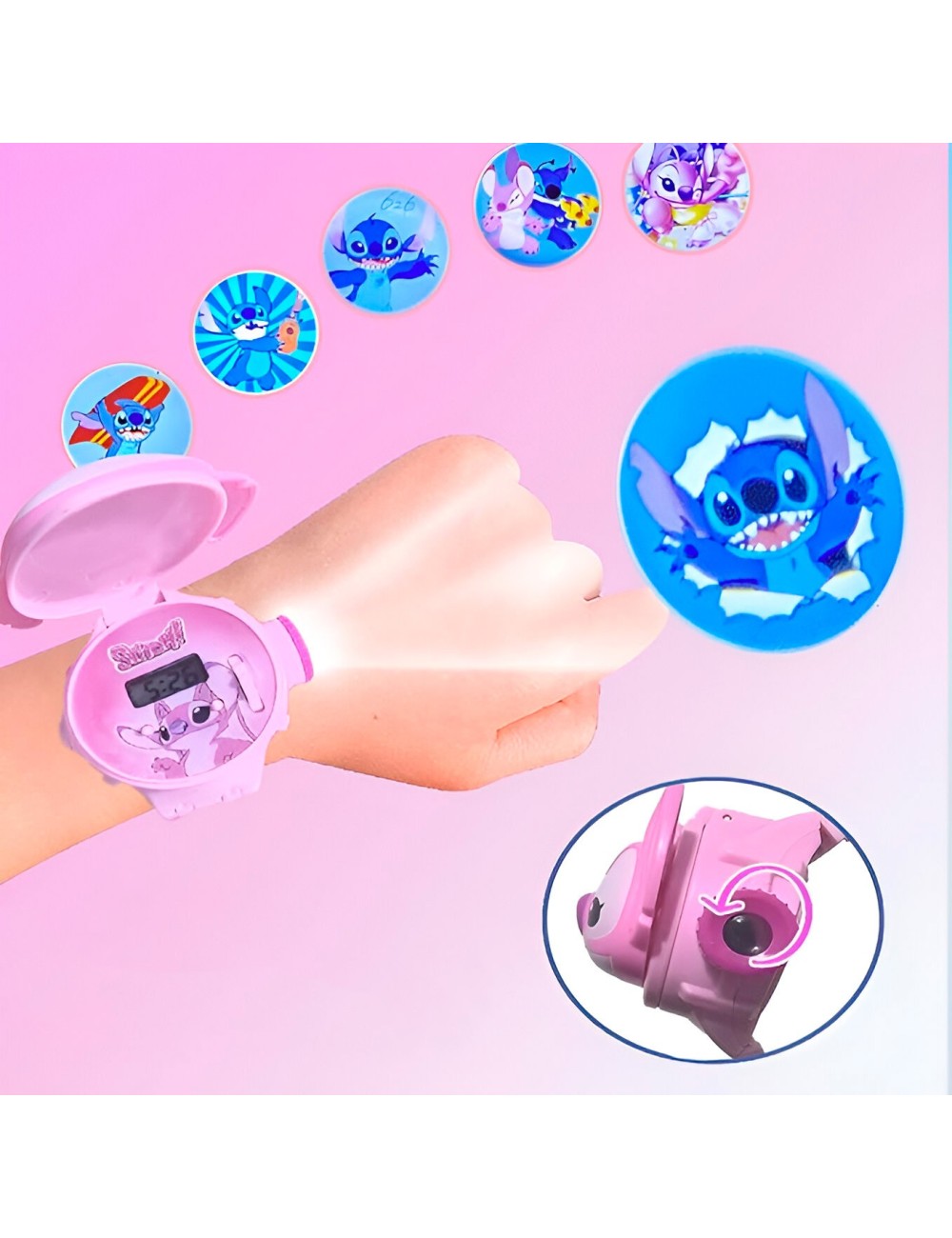 Reloj Niñas Digital Proyector Figura Infantil Angel Stitch