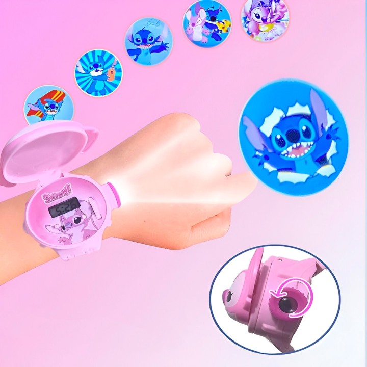 Reloj Niñas Digital Proyector Figura Infantil Angel Stitch