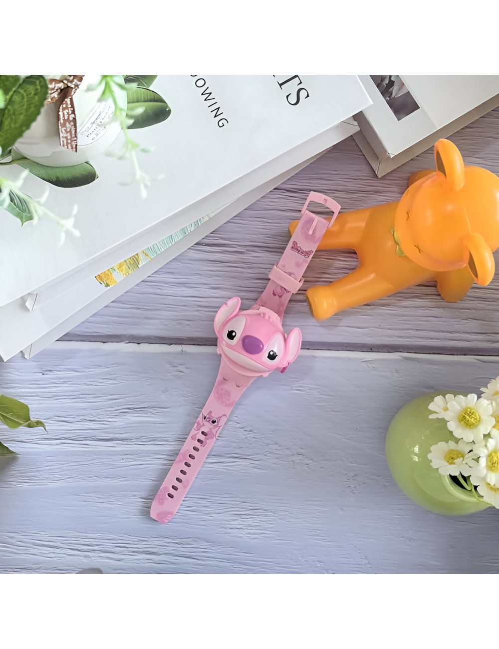 Reloj Niñas Digital Proyector Figura Infantil Angel Stitch