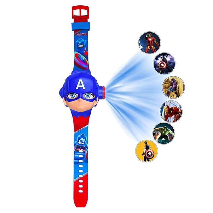 Reloj Niño Digital Proyector Figura Infantil Capitan America