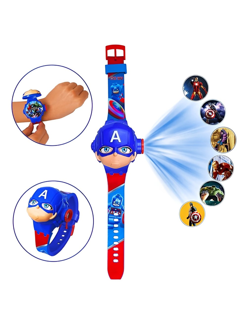 Reloj Niño Digital Proyector Figura Infantil Capitan America