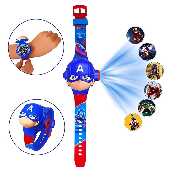 Reloj Niño Digital Proyector Figura Infantil Capitan America