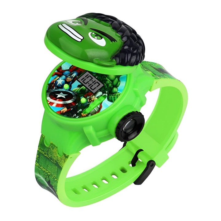 Reloj Niño Digital Proyector Figura Infantil Hulk Verde
