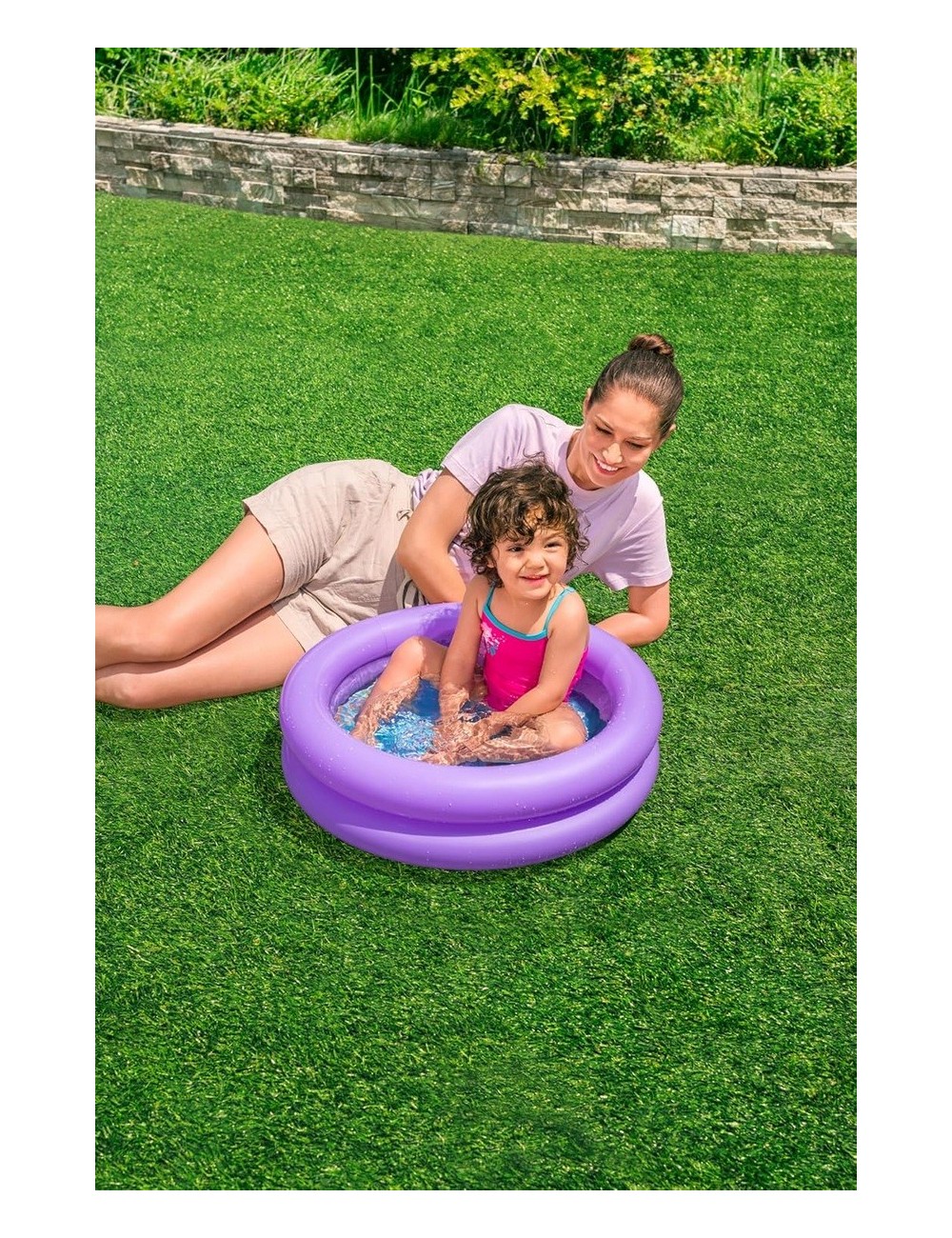 Alberca Inflable Circular Para Bebé Rosa Y Azul Bestway Color Lila