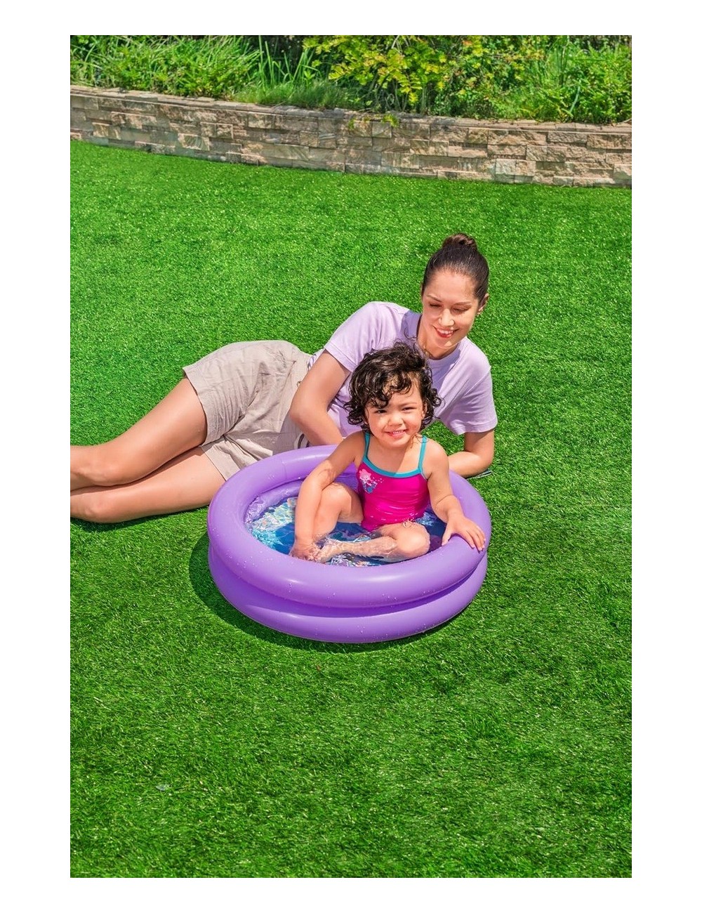 Alberca Inflable Circular Para Bebé Rosa Y Azul Bestway Color Lila