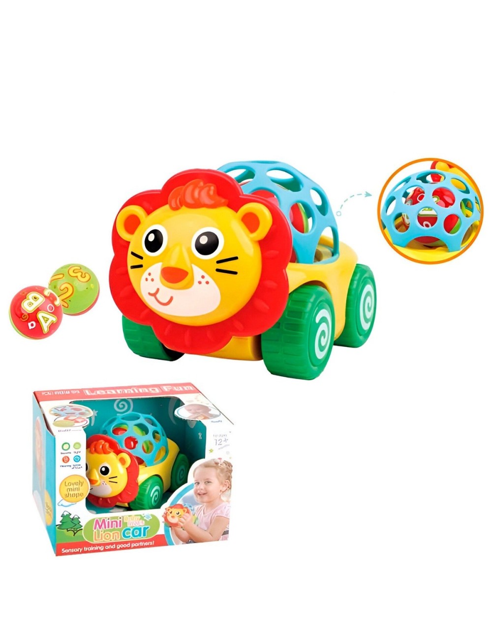 Sonajero Carro Leon Juguete Interactivo Aprendizaje Bebes