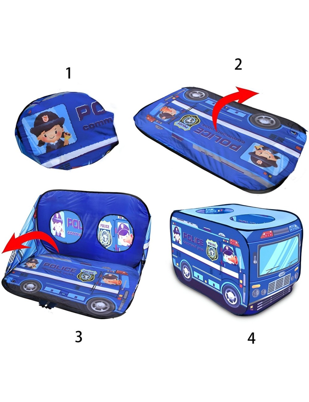 Carpa Camping Set Forma Carro Policia Infantil Unisex