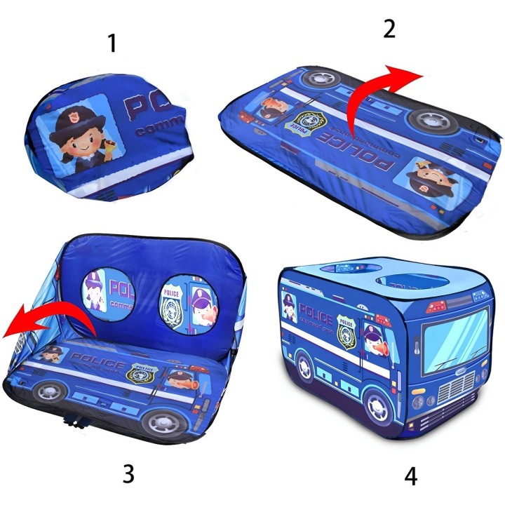 Carpa Camping Set Forma Carro Policia Infantil Unisex
